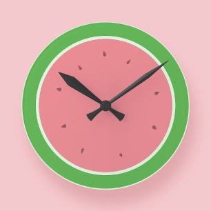 Horloge Ronde Flacon de pastèque rose et vert Été moderne