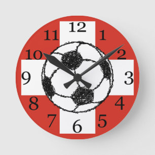 Horloge Ronde Flag de Switzerland Football Ball