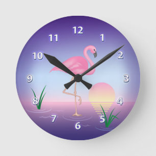 Horloge Ronde Flamant rose