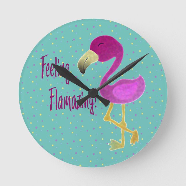Horloge Ronde Flamant rose flamboyant (Recto)