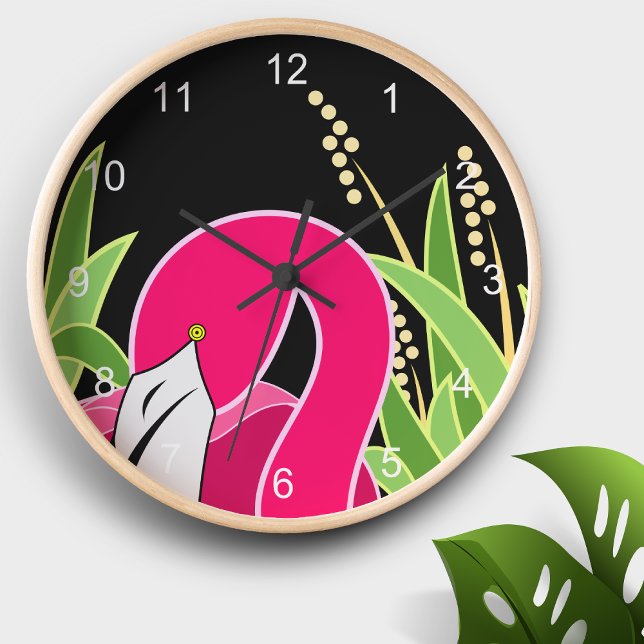 Horloge Ronde Flamant rose rose (Créateur téléchargé)