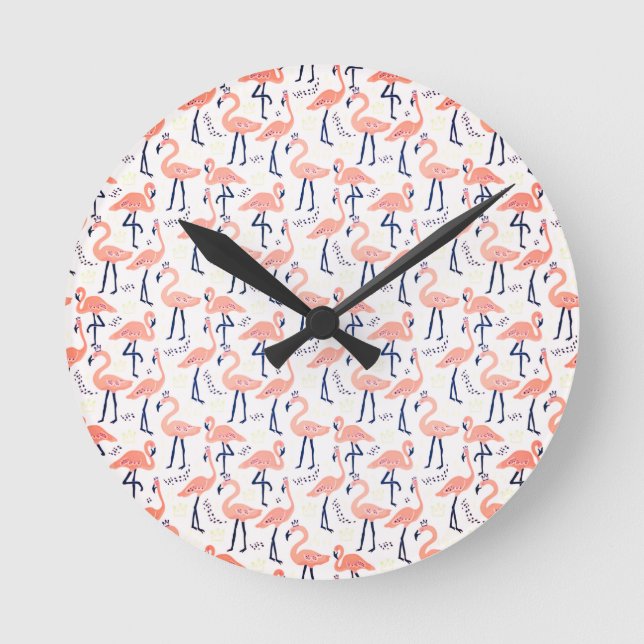 Horloge Ronde Flamants roses mignons (Recto)