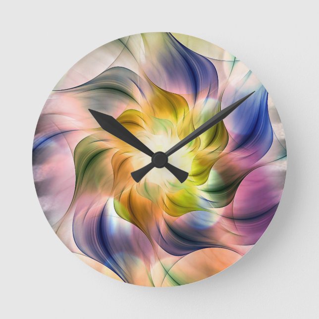 Horloge Ronde Flame colorée Fleur fractale (Recto)