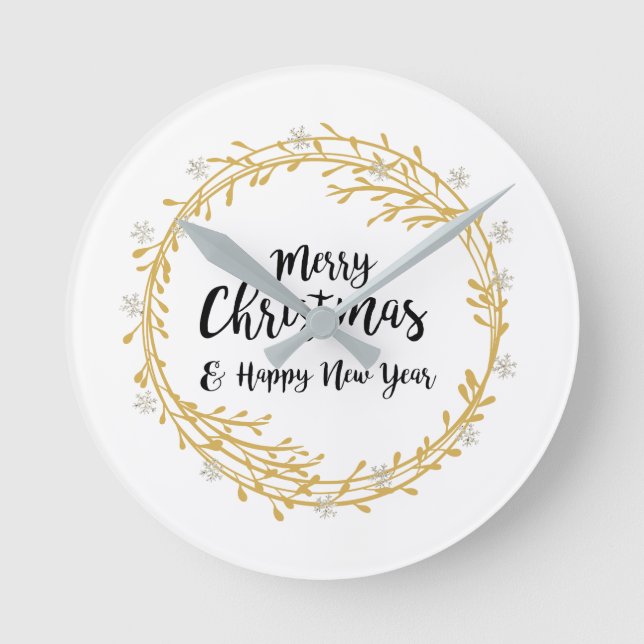 Horloge Ronde Flammes de Noël à parties scintillant argentée (Recto)