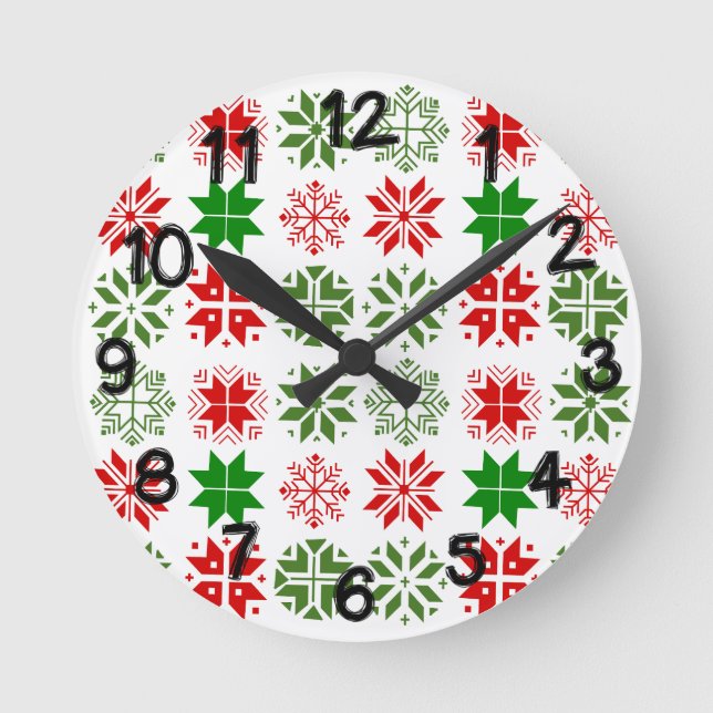 Horloge Ronde Flèche de neige scandinave (Recto)