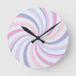 Horloge Ronde Flèches bleu rose pêche