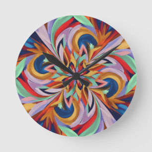 Horloge Ronde Fleur Abstraite vive - Mur d'art coloré