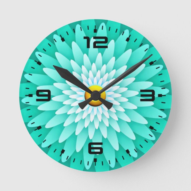 Horloge Ronde Fleur bleue Mandala-68566 (Recto)