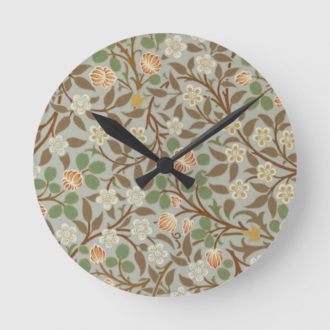 Horloge Ronde Fleur botanique de trèfle William Morris (Recto)