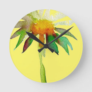 Horloge Ronde Fleur d'art moderne marguerite jaune
