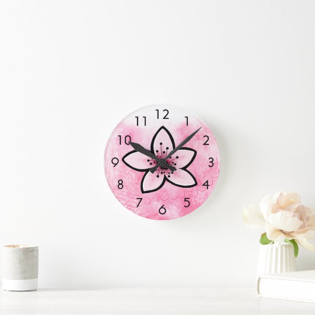 Horloge Ronde Fleur de cerisier (Maison)