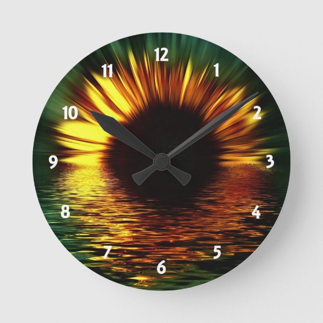 Horloge Ronde Fleur de coucher du soleil (Recto)