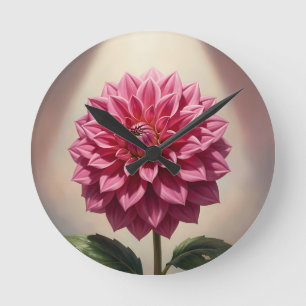 Horloge Ronde Fleur de Dahlia Rose Botanique