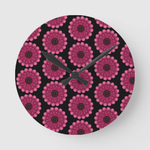 Horloge Ronde Fleur de Fantaisie Rose Luminescente   Fleur Flora