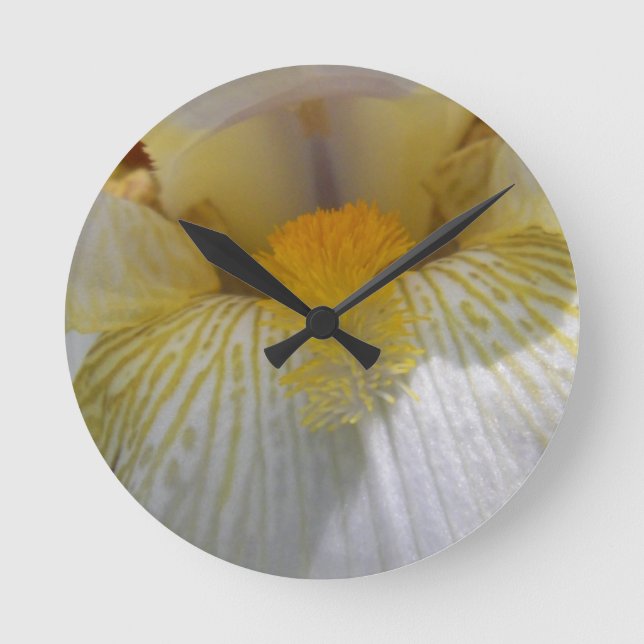 Horloge Ronde Fleur de Iris blanc (Recto)