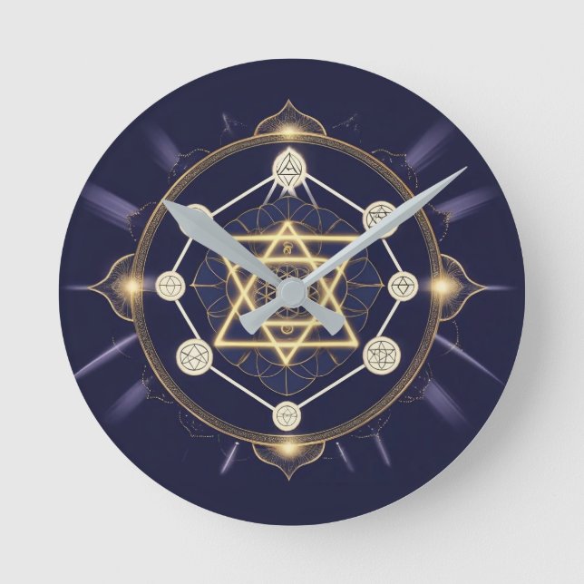 Horloge Ronde Fleur de l'Infini — Géométrie Sacrée Céleste (Recto)