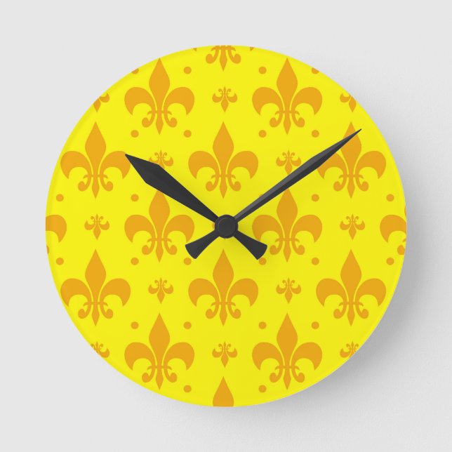 Horloge Ronde Fleur de lis Motif jaune (Recto)
