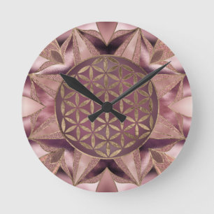 Horloge Ronde Fleur de l'or Rose de vie
