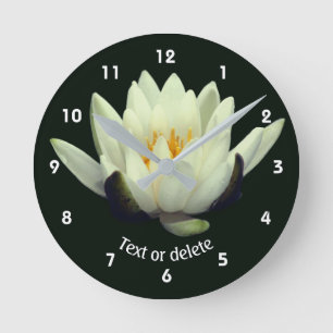 Horloge Ronde Fleur de Lotus Blanche Personnalisée