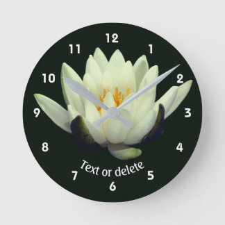 Horloge Ronde Fleur de Lotus Blanche Personnalisée