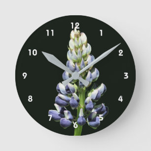Horloge Ronde Fleur de lupin bleu sauvage
