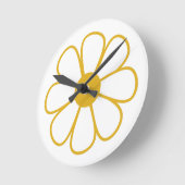 Horloge Ronde Fleur de marguerite rétro simple en jaune moutarde (Angle)