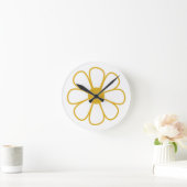Horloge Ronde Fleur de marguerite rétro simple en jaune moutarde (Home)