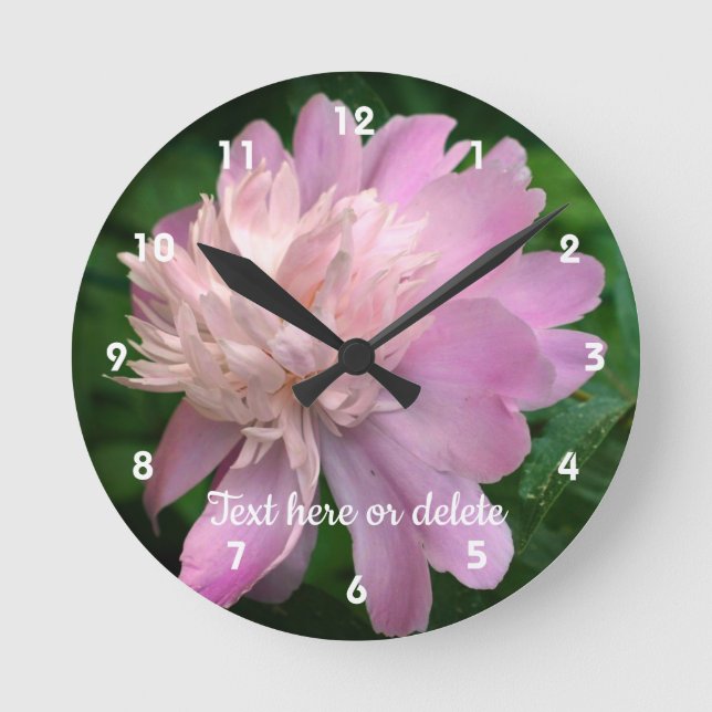 Horloge Ronde Fleur de pivoine en fleur personnalisée (Recto)