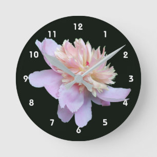 Horloge Ronde Fleur de pivoine rose