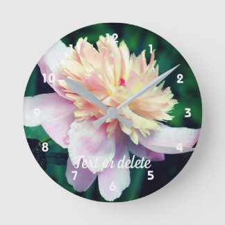 Horloge Ronde Fleur de pivoine rose en fleur gros haut Personnal