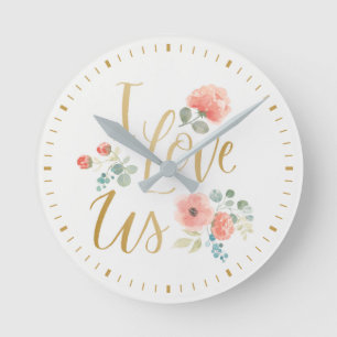 Horloge Ronde Fleur de plaisir blanc   Je nous aime