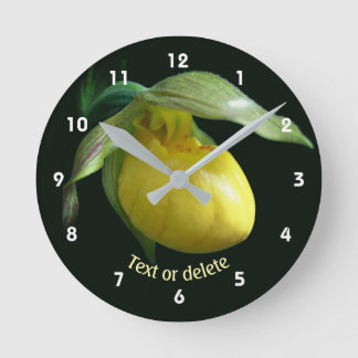 Horloge Ronde Fleur de Sabot de Dame Jaune Personnalisée