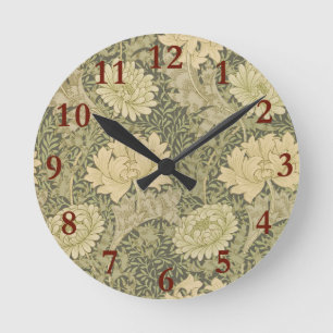 Horloge Ronde Fleur de Sauge Chrysanthème de William Morris