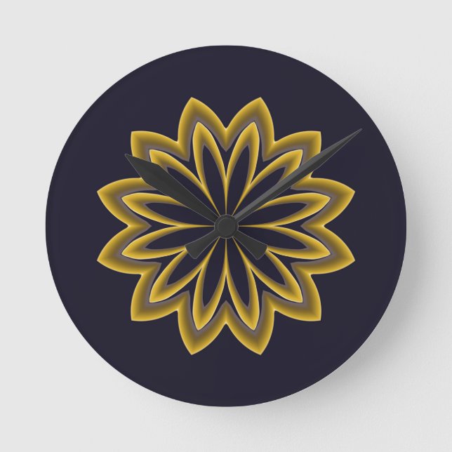 Horloge Ronde Fleur d'or Abstraite (Recto)
