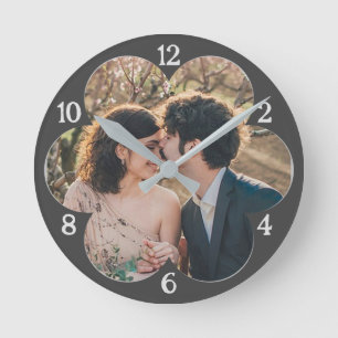 Horloge Ronde Fleur en forme Facile Modèle photo personnalisé gr