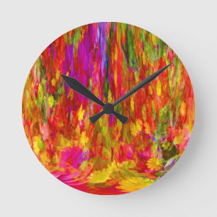 Horloge Ronde Fleur Fal de coloursl lumineux de fleur