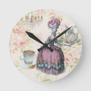 Horloge Ronde Fleur française Paris Tea Party Marie Antoinette