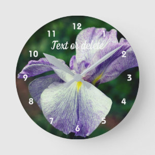 Horloge Ronde Fleur Iris Japonaise Violet Se Dépliant Personnali