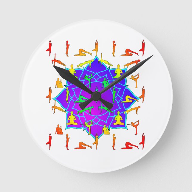 Horloge Ronde Fleur Lotus Avec Poireaux De Yoga (Recto)