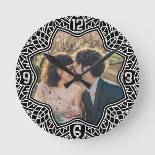 Horloge Ronde Fleur Mandala Floral Formé Photo personnalisée Noi