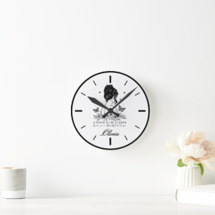 Horloge Ronde Fleur minimaliste moderne personnalisée pour la fê