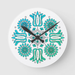 Horloge Ronde Fleur ombre abstraite
