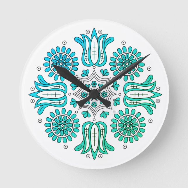 Horloge Ronde Fleur ombre abstraite (Recto)