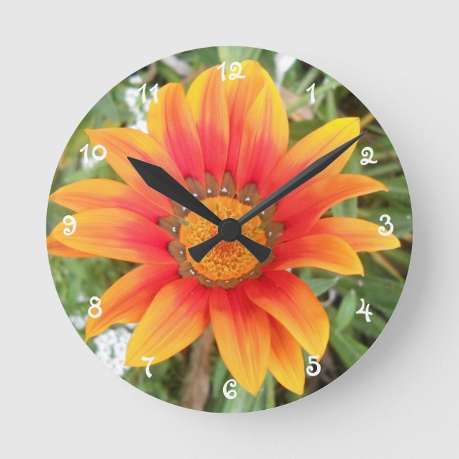 Horloge Ronde Fleur Orange Simple (Recto)