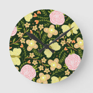 Horloge Ronde Fleur papillon