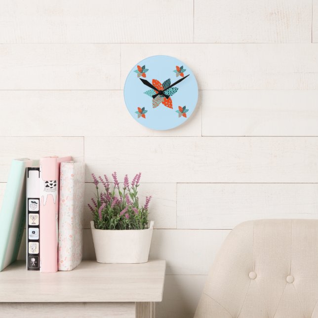 Horloge Ronde Fleur patchwork (Salle de lecture)