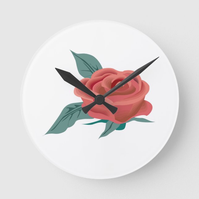 Horloge Ronde Fleur rose (Recto)