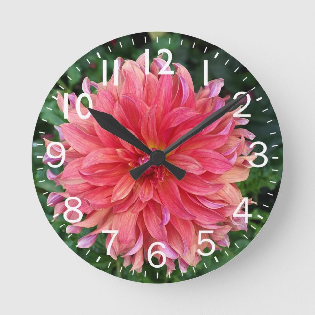 Horloge Ronde Fleur rose Dahlia (Recto)
