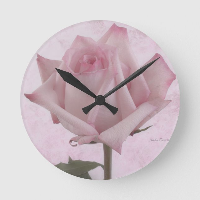 Horloge Ronde Fleur rose douce (Recto)
