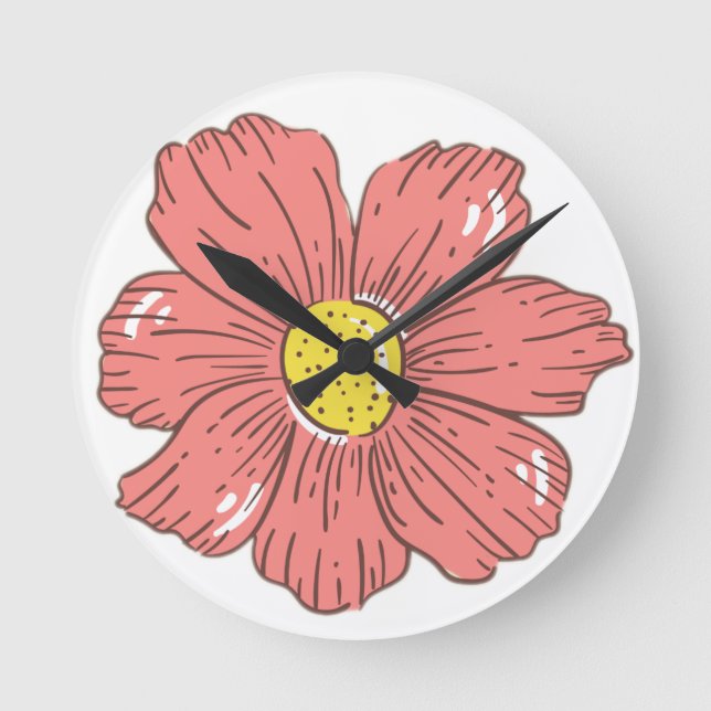 Horloge Ronde Fleur rouge (Recto)